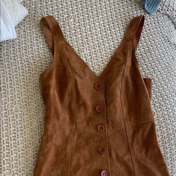 Brown Button-Up Cow Leather Free People Dress - Picture 1 of 6